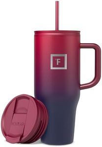IRON °FLASK Co-Pilot 32 oz Insulated Tumbler w/Straw & Flip Cap Lids - Cup Holder Bottle for Hot, Cold Drink - Leak-Proof- Water, Coffee Portable Travel Mug - Mothers Day Gifts - Dark Rainbow