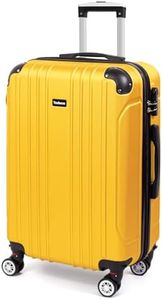 Todeco Valise Moyenne Taille 68cm, Valise de Voyage, Rigide e Légère ABS Valise de Voyage à roulettes Valises, 4 Doubles Roues, 68x45x26cm, Jaune Citron