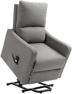 HOMCOM Electric Power Lift Chair for Elderly, Fabric Power Reclining Chair for Living Room with Remote Control, Side Pocket, Grey