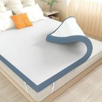 Hawthyhome 4 Inch Memory Foam Mattress Topper Double Bed,10cm Dual-Layer Mattress Topper, Cooling Removable Zipped Cover,High Support extra Firm Back Pain Relief (Double-135x190cm)