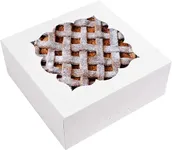 NPLUX 20 Pack Pie Boxes 10x10x3inch Bakery Boxes with Window Pastry Boxes for Pies,Cheesecake and Chocolate Strawberries(White)