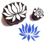 D.L Crafts Lotus Design Wooden Printing Blocks use for Printing, Fabric Printing, Papers Printing & Design Stamps [ Size - 2.5 inch ]