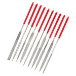 Mesee 10pcs Diamond Needle File Set Tool 3 x 140mm Hardened Alloy Strength Steel Mini Files for Metal, Jewelry, Wood, Plastic Includes Round Triangular Square Flat Shape