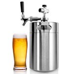 Nutrichef PKBRTP299 Homebrew Beer Dispenser-128 oz. Double Wall Mini Keg with Cap Spear, Metal Tap CO2 Aluminum Regulator System, One Size, Stainless