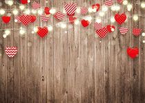 LYWYGG 8x6FT Valentines Backdrop Love Theme Backdrops for Photography Romantic Wooden Wall Valentine Backdrop for Photography Props CP-308-0806