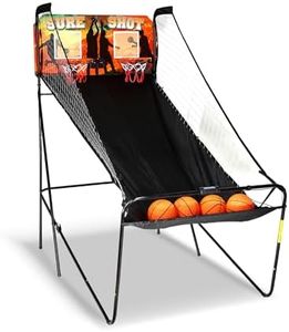 Hathaway Sure Shot 81-in Dual Basketball Arcade Game for Game Room - with LED Scoring, Foldable Indoor Basketball Game Design, Steel Frame, 8 Game Modes, Pump & Dual Hoops - Orange/Black Finish