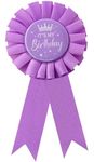 It's My Birthday Ribbon,Satin Fabric Birthday Women or Men Tinplate Badge Pin,Happy Birthday Queen King Party Button Pins,Girls and Boy Brooches(Black), Light Purple Ribbon, no gemstone