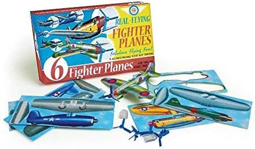 House of Marbles Fighter Planes Kit, with 6 Glider Jet Foam Airplane Toys for Kids, Party Favor Bags, with an Assorted Mix of Retro Traditional Aeroplanes, with Nose Weights and Wind Propeller