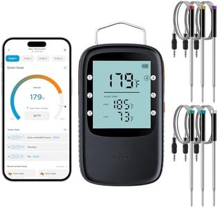 Govee Bluetooth Meat Thermometer, Wireless Meat Thermometer for Smoker Oven, Digital Grill Thermometer with 6 Probes, Timer Mode, Smart LCD Backlight BBQ Thermometer for Cooking Turkey Fish Beef