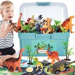 HahaGift Dinosaur Toys for 3 2 4 5 6 Year Old Boys Gifts, Dinosaur Games for Kids Toys Age 3 4 5 6 7 Year Old Boy Toys, Dinosaur Figures Play Mat Set for Boys Toys Age 2-5 Gifts for 3-6 Year Old Girls