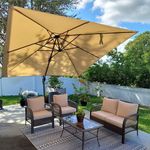 PURPLE LEAF 10' x 10' Patio Umbrella Outdoor Cantilever Umbrella Square Aluminum Offset Umbrella with 360-degree Rotation for Garden Patio Deck Pool, Beige