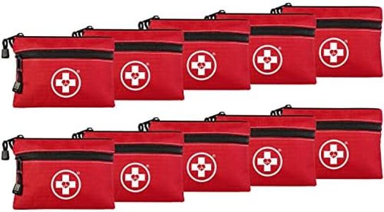 Swiss Safe Survival First Aid Kit Pocket Sized Poich, Lightweight & Compact with Dual Zippers, 64 Piece x 10 Pack