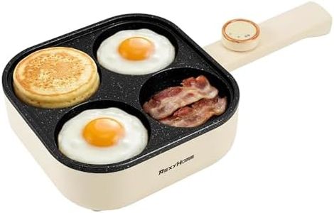 REXYHOME Electric Egg Pan Nonstick: No Stove Needed 900W Granite 4-Cup Omelette Pan with 2 Power Adjustable, Breakfast Non Stick Frying Pans Skillet for Eggs, Pancakes, Crepes, Plett and More