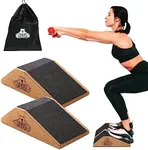 Bear Grips Slant Board For Calf Stretching, Squat Wedge Block, Slant Board For Squats, Ankle Wedge, Heel Elevated Squat Wedge, Yoga Wedge, Incline Board, Non Slip, Extra Grip - Cork - 2 pcs set