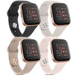 Vancle Bands Compatible with Fitbit Versa 2 Bands for Women Men, Soft Breathable Sport Replacement Wristbands for Fitbit Versa 2 / Fitbit Versa/Versa Lite/Versa SE (Black/Milk Tea/Smoke Purple/Starlight)