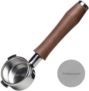 54mm Bottomless Portafilter with Puck Screen | Fits for 54mm Breville Machines | Stainless Steel portafilter and Walnut wood Handle|Espresso Machine Accessories(Walnut)