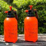 2 Pack Pump sprayers in Lawn and Garden, 3L Handheld Garden Pump Sprayer 0.8 Gallon Water Mist Spray Bottle for Plants, Weed Sprayer with Adjustable Brass Nozzle (3L Orange)