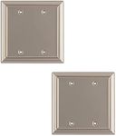 SLEEKLIGHTING Brushed Nickel Outlet Covers and Switch Plates-Decorative Wall Plate Light Switch Cover Beveled-Variety of Styles: Decorator/Duplex/Toggle / & Combo-Size:2 Gang Blank(2Pack)