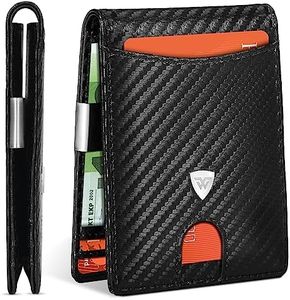 WONSEFOO Portafoglio Uomo Slim RFID Blocking in Fibra di Carbonio con 12 Slot per Carte di Credito, Bi-Fold - Nero