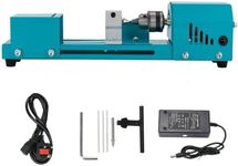 Mini Lathe Beads Polisher Machine DIY CNC Machining for Table Woodworking Wood DIY Tool Lathe Standard Set (Blue)