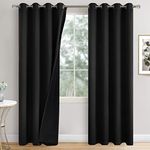 QUEMAS Black Blackout Curtains 84 Inch Length 2 Panels for Living Room, Thermal Insulated 100% Light Blocking Soundproof Grommet Window Curtains for Bedroom with Liner, Each 52 Inch Wide