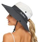 KorhLeoh Women's Outdoor UV-Protection-Foldable Sun-Hats Mesh Wide-Brim Beach Fishing Hat with Ponytail-Hole