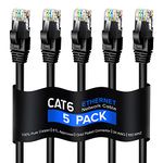 Maximm Cat 6 Ethernet Cable 6 ft (5-Pack) - Internet Cable, Cat6 Cable, LAN Cable, Ethernet Cord, Network Cable, Cat 6 Cable, Cat6 Ethernet Cable - Black 6 Feet