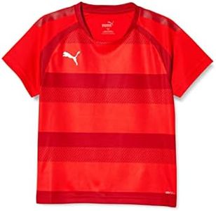 Puma JR 705149 JR 705149 Soccer Short Sleeve T-Shirt, Absorbent, Quick-Drying, Hoop, Game Shirt, for Kids, 24 Fall/Winter Colors Puma Red/Chili Pepper/Puma White (01), 160