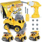 Top Race 3-in-1 Construction Toys - Easy Assembly Take Apart Construction Trucks with Remote Control and Drill - 3 Building Models for Kids Ages 3 and Up - Ideal for Indoor and Outdoor Play