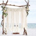 Wall Hanging Woven Tapestry, ZVF (39x45 inches) Large Boho Macrame Wall Hanging Hand Woven Tapestry for Wall Decor Bedroom, Nursery, Wedding, Party Chic Home Decor Christmas Day Gift Festival (White)