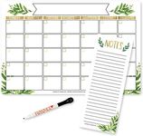 Magnetic Fridge Calendar Dry Erase Magnetic Calendar for Refrigerator - Greenery Magnetic Dry Erase Calendar for Fridge, White Board Calendar for Wall, Dry Erase Board Calendar, Magnetic Notepad