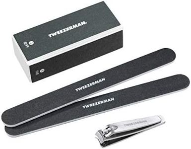 Tweezerman Manicure Kit Includes Nail Clipper Nail Buffer Block 2 Nail Files, Black