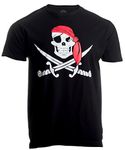 Jolly Roger Pirate Flag | Skull & Crossbones Caribbean Cruise Shirt Costume Unisex T-Shirt-(Adult,XL) Black