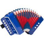 Horse Button Accordion,10 Keys Control Kids Accordion Musical Instruments for Kids Children Beginners Lightweight and Environmentally-friendly (Blue)