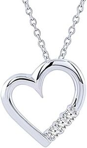 Dazzlingrock Collection 0.15 Carat 3 Stone White Diamond Heart Pendant with 18 inch Silver Chain in Sterling Silver