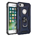 PartyUnix Compatible for iPhone 6 Case [with Magnetic Ring][Military Grade Armor Bumper][Kickstand] Holder Shockproof Protective with 1& Tempered Glass Screen Protector,Blue