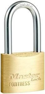 Master Lock Solid Brass Body 40mm Wide Economy Padlock with Keys - Mini Lock with 4-pin Anti-Pick Cylinder and Cut-Resistant Steel Shackle - Small Lock with Long Shackle and Key