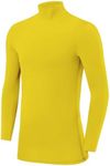 Boys' Compression Shirts Long Sleeve Youth Athletic Workout Top, Base Layer Sports Kids Undershirt - Crew Neck - Sonic Yellow, 6-8 Years