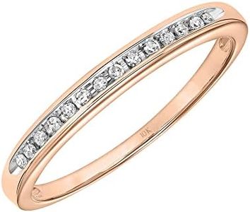 Brilliant Expressions 10K Yellow Gold 1/20 Cttw Conflict Free Diamond Channel-Set Wedding or Anniversary Band (I-J Color, I2-I3 Clarity), Yellow,Gold,White, White Diamond