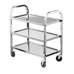 ybaymy 37 x 20 x 37 Inch Stainless Steel Cart, Large 3 Tier Kitchen Rolling Carts with Locking Wheels, Kitchen Utility, Restaurants Serving Trolley for Kitchen Hotels Restaurant Cafe Home