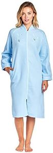 Casual Nights Women's Zip Up Front Long Fleece Robe House Dress - Blue - Large