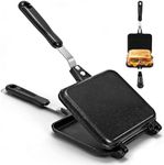 Cididu Hot Sandwich Maker, Grilled Sandwich Toaster for Small Bread Pancake, Double Sided Non-Stick Frying Pan, Stovetop Sandwich Grill Press Flip Pan for Camping Kitchen (Inside 5.4" L x 4.7" W)