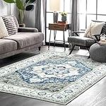 RUGSREAL 5x7 Living Room Rug Machine Washable Area Rug Throw Oriental Indoor Carpet Persian Retro Area Rug Vintage Rug for Bedroom Kitchen Nursery Home Office, 5' x 7' Blue