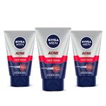 NIVEA Men Acne Face Wash | With Magnolia Bark Extracts for 12Hr Oil Control | Fights Dirt | For Oily Skin 100gm (Pack of 3)