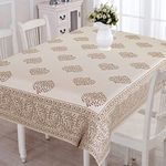 URBANO HOMZ Dining Table Cover 6 Seater,145 Cm X 220 Cm Cotton Table Cloth, Beige and Off White