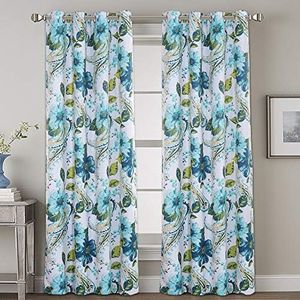 Smarcute Blockout Curtains for Living Room Printed Floral Blackout Curtain Draperies Home Decoration Eyelet Light Blocking Winow Draperies, Blue Paisley - Sold 1 Pair, Each Piece W132cm x D243cm