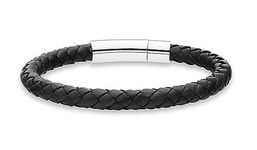 Miabella Genuine Italian Braided Leather Bracelet for Men, Stainless Steel Clasp, Made in Italy, Small - 7" Length, Italian Leather, Stainless Steel, no gemstone