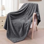 Exclusivo Mezcla Fleece Throw Blanket Extra Large, Super Soft and Warm Blankets for Couch, Sofa and Bed Waffle Textured, Cozy, Fuzzy and Lightweight (Dark Grey, 50x70 inches)