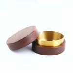 Ashtray with Lid, Wooden + Stainless Steel Ashtrays for Cigarettes, Windproof Ash Tray for Indoor Outdoor, Ash Holder for Office Home Decor (Gold)