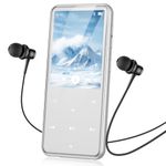 AGPTEK 64GB MP3 Player with Bluetooth, M3 2.4 inch Music Player with Speaker and FM Radio, Touch Buttons, Supports Up to 128GB(Silver)